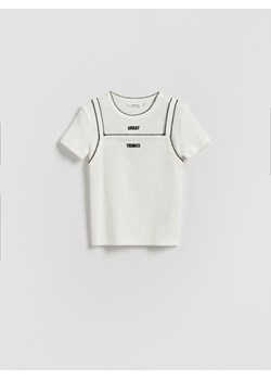 Reserved - T-shirt z imitacją topu - złamana biel ze sklepu Reserved w kategorii Bluzki dziewczęce - zdjęcie 188566450