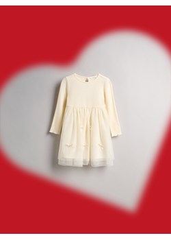 Reserved - Sukienka z tiulowym dołem - kremowy ze sklepu Reserved w kategorii Sukienki dziewczęce - zdjęcie 188566564