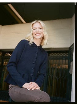 Reserved - Sweter z baskinką - granatowy ze sklepu Reserved w kategorii Swetry damskie - zdjęcie 188566954