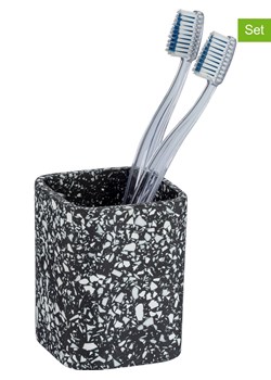 Wenko Kubki łazienkowe (2 szt.) "Terrazzo " w kolorze czarnym - 8 x 10,5 x 8 cm ze sklepu Limango Polska w kategorii Dozowniki do mydła - zdjęcie 188567884