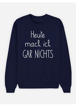 WOOOP Bluza "Heute Mach Ich Gar Nichts" w kolorze granatowym ze sklepu Limango Polska w kategorii Bluzy damskie - zdjęcie 188568234