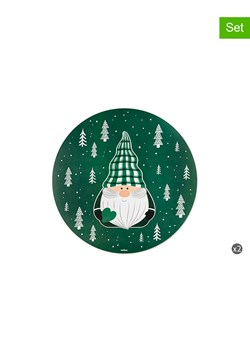 Trendy Kitchen by EXCÉLSA Podkładki stołowe (2 szt.) "Green Winter" w kolorze zielono-białym - Ø 38 cm ze sklepu Limango Polska w kategorii Podkładki na stół - zdjęcie 188572354