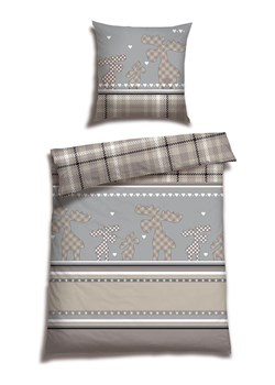 Schiesser Komplet pościeli flanelowej "Salous" w kolorze beżowo-szarym ze sklepu Limango Polska w kategorii Pościele - zdjęcie 188574580