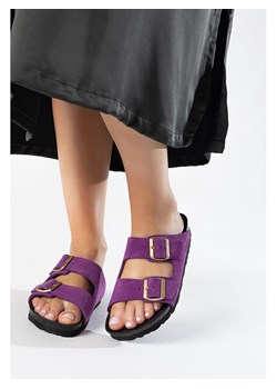 BAYTON Skórzane klapki "Atlas" w kolorze fioletowym ze sklepu Limango Polska w kategorii Klapki damskie - zdjęcie 188579992