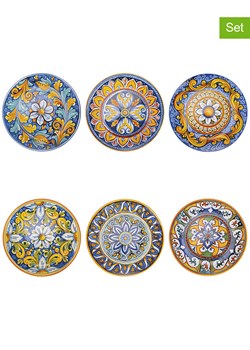 Villa d´Este Talerze (6 szt.) "La Tradizone" w kolorze niebiesko-żółtym - Ø 21,5 cm ze sklepu Limango Polska w kategorii Naczynia - zdjęcie 188581412