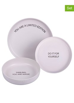 TINTEUNICHE 3-częściowy zestaw talerzy "Motovation" w kolorze białym ze sklepu Limango Polska w kategorii Naczynia - zdjęcie 188581751