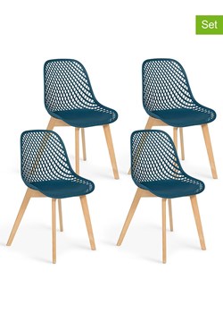 IDOMYA Factory Krzesła (4 szt.) w kolorze niebiesko-jasnobrązowym - 56 x 86 x 46 cm ze sklepu Limango Polska w kategorii Meble - zdjęcie 188583503