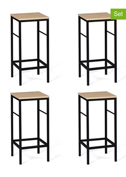 IDOMYA Factory Hockery barowe (4 szt.) w kolorze jasnobrązowo-czarnym - 32 x 67 x 32 cm ze sklepu Limango Polska w kategorii Meble - zdjęcie 188583521