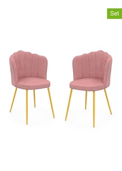 IDOMYA Factory Krzesła (2 szt.) w kolorze jasnoróżowym do jadalni - 55 x 82 x 51 cm ze sklepu Limango Polska w kategorii Meble - zdjęcie 188583584