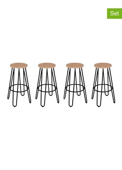 IDOMYA Factory Hockery barowe (4 szt.) w kolorze jasnobrązowo-czarnym - 30 x 66,5 x 30 cm ze sklepu Limango Polska w kategorii Meble - zdjęcie 188583644