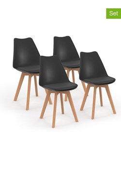 IDOMYA Factory Krzesła (4 szt.) w kolorze antracytowo-jasnobrązowym - 51 x 79,5 x 46 cm ze sklepu Limango Polska w kategorii Meble - zdjęcie 188583740