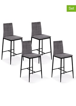 IDOMYA Factory Hockery barowe (4 szt.) "Jade" w kolorze szaro-czarnym - 46,5 x 100 x 43 cm ze sklepu Limango Polska w kategorii Meble - zdjęcie 188583802
