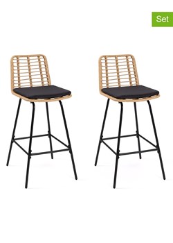 IDOMYA Factory Hockery barowe (2 szt.) "Cuba" w kolorze beżowo-czarnym - 47 x 102 x 52 cm ze sklepu Limango Polska w kategorii Meble - zdjęcie 188583842