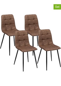 IDOMYA Factory Krzesła (4 szt.) w kolorze brązowo-czarnym do jadalni - 55 x 88 x 46 cm ze sklepu Limango Polska w kategorii Meble - zdjęcie 188584360