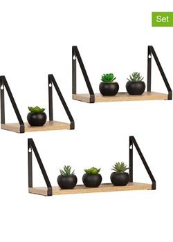 IDOMYA Essentials Regały ścienne (3 szt.) "Memphis" w kolorze jasnobrązowo-czarnym ze sklepu Limango Polska w kategorii Regały i witryny - zdjęcie 188584633