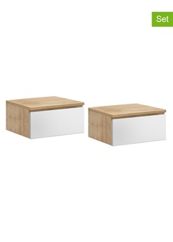 IDOMYA Essentials Stoliki nocne (2 szt.) "Tom" w kolorze jasnobrązowo-białym - 40 x 18 x 30 cm ze sklepu Limango Polska w kategorii Szafy - zdjęcie 188585293