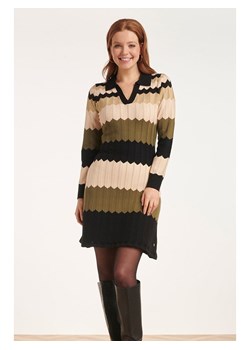 Smashed Lemon Sukienka dzianinowa w kolorze czarno-beżowo-jasnobrązowym ze sklepu Limango Polska w kategorii Sukienki - zdjęcie 188601321