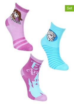 FROZEN Skarpety (3 pary) "Kraina Lodu" w kolorze turkusowo-fioletowym ze sklepu Limango Polska w kategorii Skarpetki dziecięce - zdjęcie 188615913