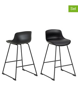 Actona Hockery barowe (2 szt.) "Tina" w kolorze czarnym - 43 x 94 x 49 cm ze sklepu Limango Polska w kategorii Pufy i siedziska - zdjęcie 188617164