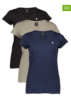 G-Star Koszulki (3 szt.) w kolorze granatowo-oliwkowo-czarnym ze sklepu Limango Polska w kategorii Bluzki damskie - zdjęcie 188620862