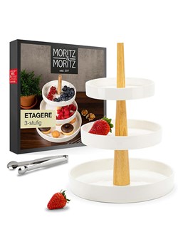 Moritz &amp; Moritz Etażerka w kolorze biało-jasnobrązowym - wys. 33 cm ze sklepu Limango Polska w kategorii Misy i tace dekoracyjne - zdjęcie 188622291