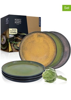 Moritz &amp; Moritz Talerzyki deserowe (6 szt.) "Vida" w kolorze żółto-zielono-szarym - Ø 20 cm ze sklepu Limango Polska w kategorii Naczynia - zdjęcie 188622311