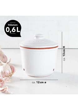 Römertopf Garnek "Mini" w kolorze biało-pomarańczowym do czosnku - 600 ml ze sklepu Limango Polska w kategorii Pojemniki kuchenne - zdjęcie 188622642