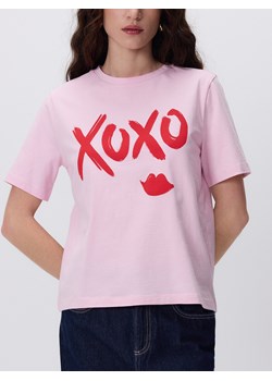 Reserved - T-shirt z nadrukiem - pastelowy róż ze sklepu Reserved w kategorii Bluzki damskie - zdjęcie 188633183