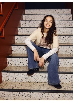 Reserved - Jeansy super wide leg z koronką - granatowy ze sklepu Reserved w kategorii Spodnie dziewczęce - zdjęcie 188633330