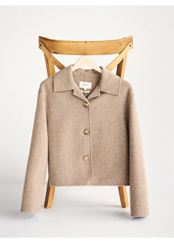 Reserved - Wełniana kurtka handmade - beżowy ze sklepu Reserved w kategorii Kurtki damskie - zdjęcie 188633582