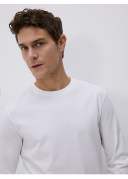 Reserved - Longsleeve z merceryzowanej bawełny - biały ze sklepu Reserved w kategorii T-shirty męskie - zdjęcie 188633750
