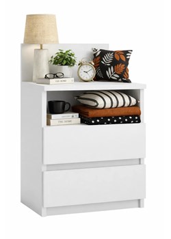 Stolik Nocny Biały Z 2 Szufladami A2-H10 ze sklepu Edinos.pl w kategorii Stoliki i szafki nocne - zdjęcie 188634291