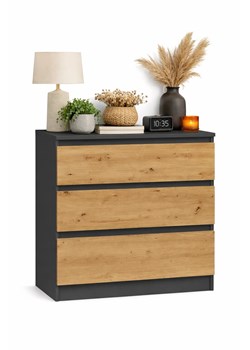 Niska Komoda Loft Z Szufladami Antracyt + Dąb Artisan G1-G65 ze sklepu Edinos.pl w kategorii Komody - zdjęcie 188634292