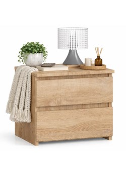 Niska Szafka Nocna Z Szufladami Dąb Sonoma S3-H18 ze sklepu Edinos.pl w kategorii Stoliki i szafki nocne - zdjęcie 188634294