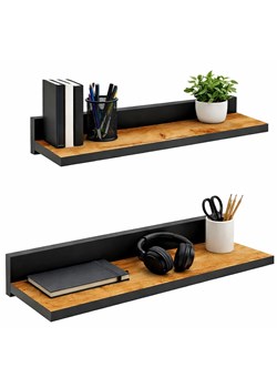 Zestaw Półek Czarny Wiszących + Dąb Craft 2 Szt C7-W57 ze sklepu Edinos.pl w kategorii Półki - zdjęcie 188634301