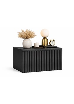 Czarna Ścienna Szafka Nocna Ryflowana W0-R50 ze sklepu Edinos.pl w kategorii Stoliki i szafki nocne - zdjęcie 188634302