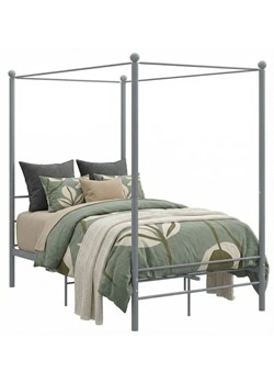 Szare podwójne łóżko z baldachimem 140x200 cm F8-K28 ze sklepu Edinos.pl w kategorii Łóżka i materace - zdjęcie 188634330