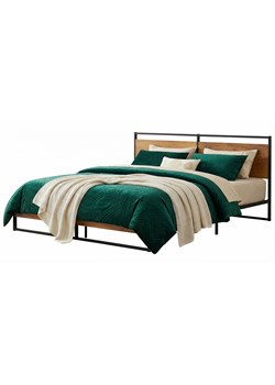 Czarne duże łóżko małżeńskie z metalu 180x200 cm P1-E05 ze sklepu Edinos.pl w kategorii Łóżka i materace - zdjęcie 188634340