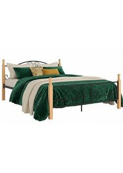 Czarne Metalowe Czarny Łóżko W Stylu Vintage + Dąb 120X200 Cm M6-P65 ze sklepu Edinos.pl w kategorii Łóżka i materace - zdjęcie 188634341