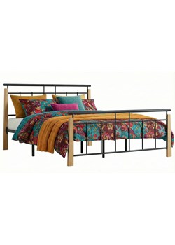 Metalowe łóżko rustykalne czarny + jasny dąb 180x200 cm S6-C05 ze sklepu Edinos.pl w kategorii Łóżka i materace - zdjęcie 188634343