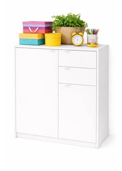 Biała komoda z 2 szufladami i drzwiczkami N9-W35 ze sklepu Edinos.pl w kategorii Komody - zdjęcie 188634370