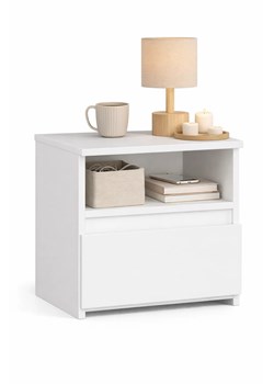 Klasyczna biała szafka nocna z szufladą S4-K70 ze sklepu Edinos.pl w kategorii Stoliki i szafki nocne - zdjęcie 188634372