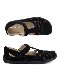 Buty damskie BAREFOOT Ultralekkie półsandały Olivier 1285 na rzep czarne ze sklepu butyolivier w kategorii Półbuty damskie - zdjęcie 188643402