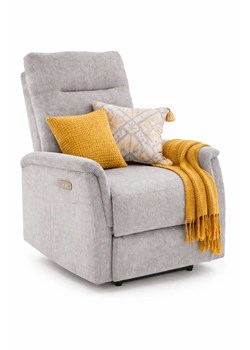 Popielaty wypoczynkowy fotel rozkładany z usb C0-C12 ze sklepu Edinos.pl w kategorii Fotele - zdjęcie 188643503