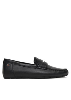 Mokasyny Tommy Hilfiger Flag Leather Driver Loafer FW0FW09350 Czarny ze sklepu eobuwie.pl w kategorii Mokasyny damskie - zdjęcie 188643612