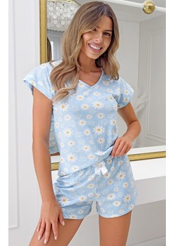 Krótka piżama damska bawełniana w kwiatuszki Margaret, Kolor błękitny-wzór, Rozmiar S, Donna ze sklepu Primodo w kategorii Piżamy damskie - zdjęcie 188644702