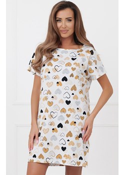 Koszula nocna damska na krótki rękaw Soraja, Kolor ecru-wzór, Rozmiar XS, Italian Fashion ze sklepu Primodo w kategorii Koszule nocne - zdjęcie 188644833