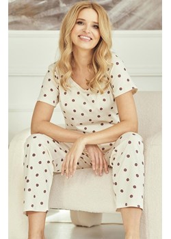 Bawełniana piżama damska 3530 Nita, Kolor kremowo-brązowy, Rozmiar S, Taro ze sklepu Primodo w kategorii Piżamy damskie - zdjęcie 188644891