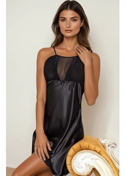 Satynowa koszulka nocna z koronką czarna Dorothy, Kolor czarny, Rozmiar S, DKaren ze sklepu Intymna w kategorii Bielizna nocna - zdjęcie 188646250