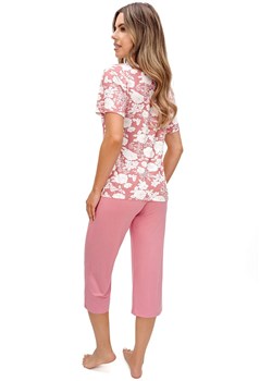 Piżama damska dwuczęściowa z spodniami 3/4 Tina, Kolor koralowy-wzór, Rozmiar S, Donna ze sklepu Intymna w kategorii Piżamy damskie - zdjęcie 188646322